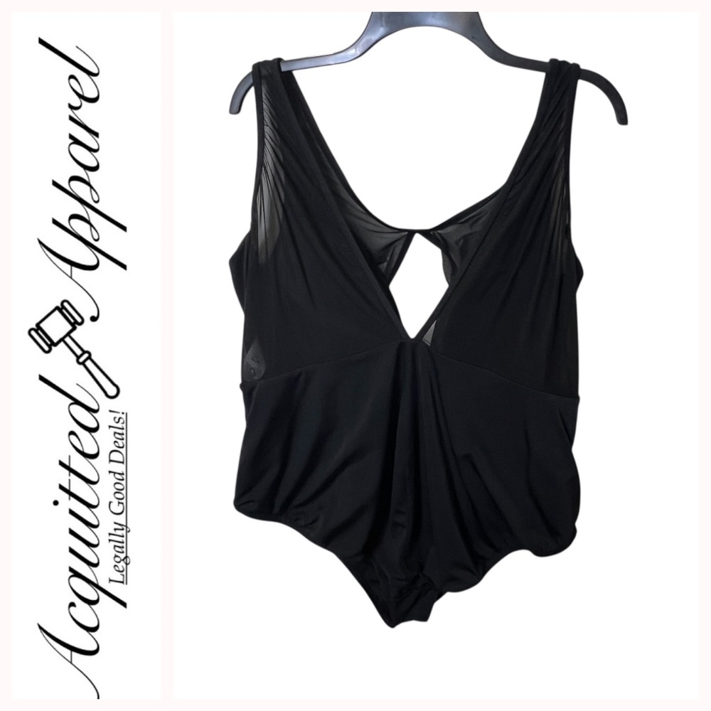 Time and Tru One Piece Black Shear Net Swim Bathing Suit